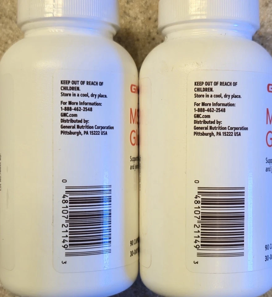 (2) GNC MSM & GLUCOSAMINE 500/500 mg 90 Caps X 2 ( 180 Servings ) BEST BY 12/25  - Image 3 of 4