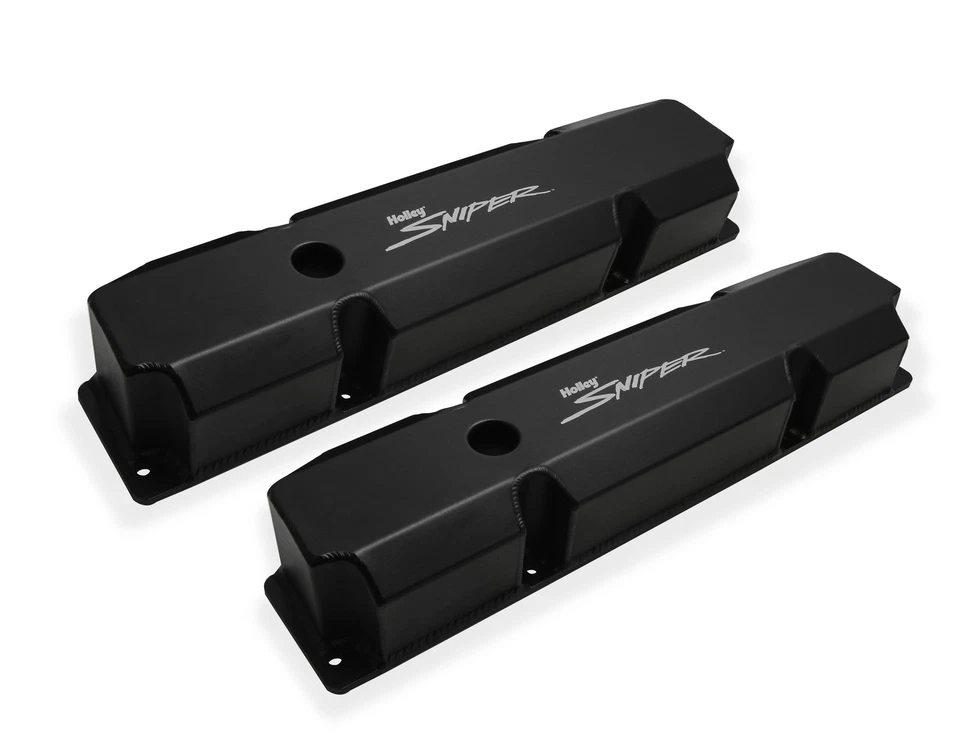 Holley Sniper 890005B Fabricated Aluminum Valve Covers - Short Bolt - Black - Image 2 of 4