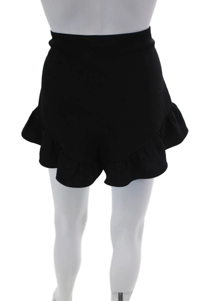 Pantalones cortos informales Elizabeth and James para mujer con cremallera y volantes negros talla 4 Foto 3 de 4