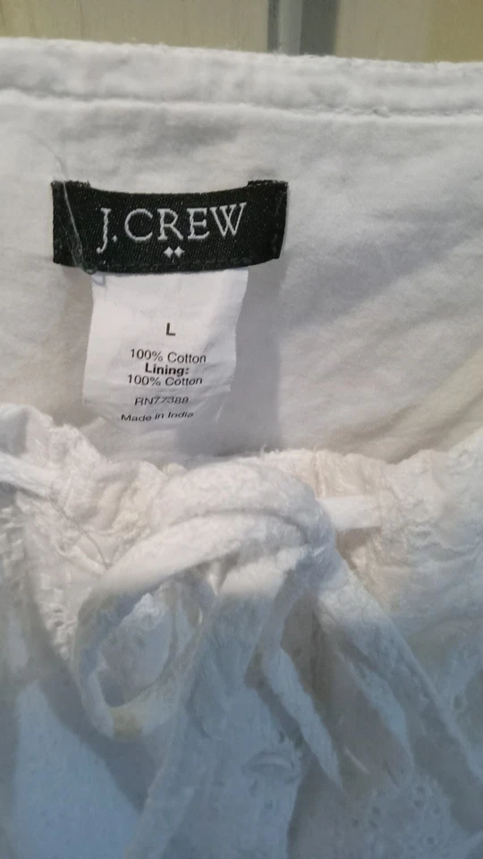 Mameluco vintage J Crew para mujer blanco algodón ojales correas de espagueti L Foto 2 de 4