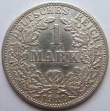 Coin German Empire Kaiserreich Silver 1 MARK 1911 F In Almost Extremely Fine