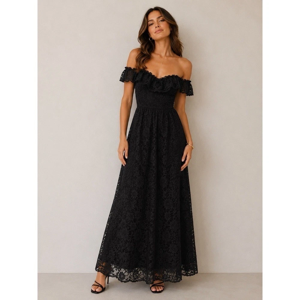 ebay black lace dress Black Lace Dress/ Square Cut / Showing Neckline. Cute Dress