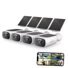 2K Solar Security Cameras Wireless Outdoor-2.4/5Ghz 4 camera(dual solar panels