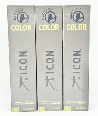 I.C.O.N. ECOTECH Natural Hair Color 5.5 Light Mahogany Brown (3 Pack) 2.1 oz.