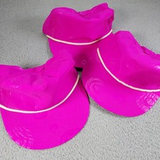 Lot of 3 Vintage Town Talk Swirl Blank Trucker Hat Strapback Cap Pink USA Made