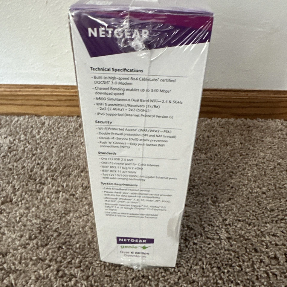 Netgear N600 WiFi Cable Modem Router Dual Band Gigabit DOCSIS 3.0 C3700 - Image 4 of 4