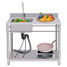 1 Compartment Sink Kitchen Stainless Steel Utility Sink Prep Table Commercial