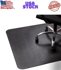Office Rolling Chair Mat for Hardwood and Tile Floor, Black, Anti-Slip, Non-Curv