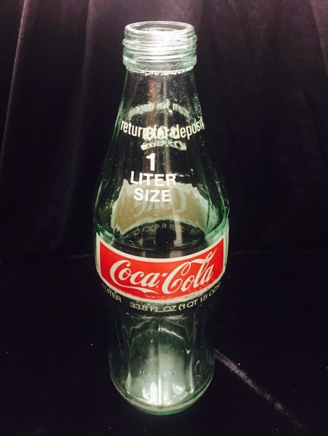 Vintage 1970's Glass COCA COLA COKE 1 Liter size Original Bottle