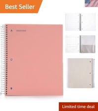 Professional Salmon Spiral Notebook - 5 Subject, Coil Lock Design, College Ruled
