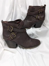 Sole Society "Maris" Brown Leather Ankle Boots Womans Size 12B