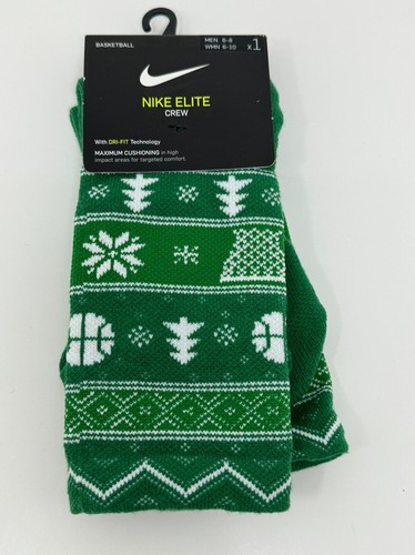 Men Nike Elite Crew Socks 1 Pair Size Medium 6-8 Green White SX7866 312 - 第 1/2 張圖片