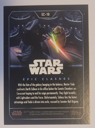 2023 TOPPS STAR WARS EPIC CLASHES Yoda Darth Sidious Blue /50 EC-10 - Picture 2 of 2
