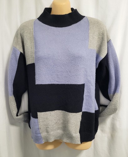 Womans Colourblock Lilac Black White Sweater Size 8 by Caroline Morgan