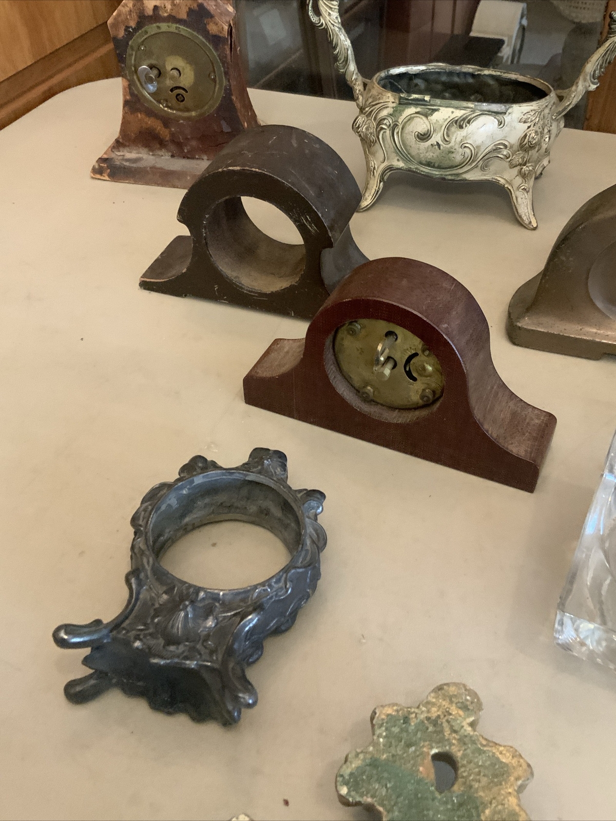 Huge Lot Of Vintage Antique Alarm Novelty Clock Parts Movements Case