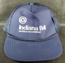 Indiana Bell Telephone Hat Cap Snapback Blue Mesh Trucker Rope Employee VTG  
