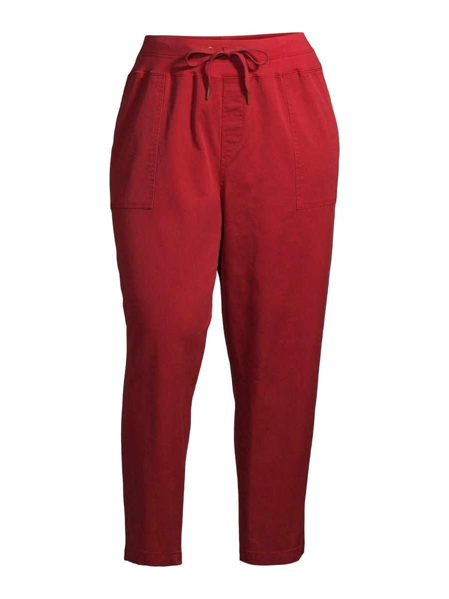 Utility Capri Pants Plus Size 5X Terra Sky Women 32W 34W Rustic Red Tie NEW