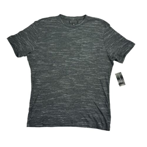 INC Mens Classic Fit Marled Waffle Knit Short sleeve T-Shirt Charcoal Gray S
