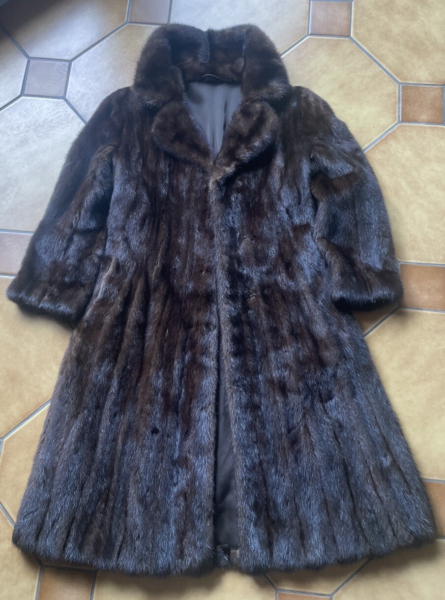 Damen Echtpelz Mantel Nerz Braun Luxus Glänzend Gr. S / 36 eBay