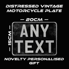 NOVELTY VINTAGE DISTRESSED METAL MOTORCYCLE NUMBER REG PLATE RETRO CHRISTMAS