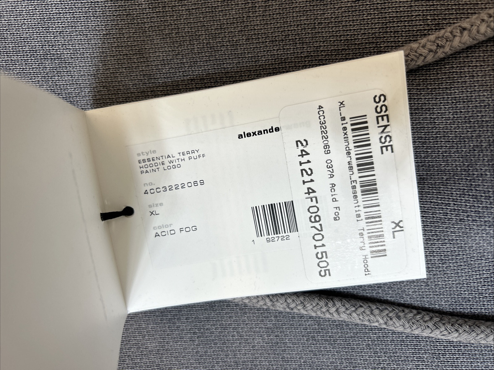 ALEXANDER WANG Essential Terry Hoodie Gray Puff Logo in Acid Fog image 10