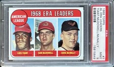 1969 Topps #7 LUIS TIANT, SAM McDOWELL, DAVE McNALLY PSA 9 MINT * AL ERA LEADERS