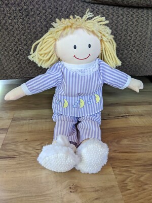 2001 Eden Toys Stuffed Rag Doll With Pajamas & Bunny Slippers