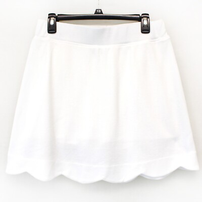 Talbots White Waffle Knit Zipped Pocket Cotton Tennis Skort Skirt Large