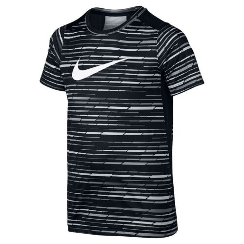 Boy's Nike DRI-FIT Striped Legacy Tee T-Shirt Sizes S, M, L, XL Black/White/Gray - Afbeelding 1 van 5