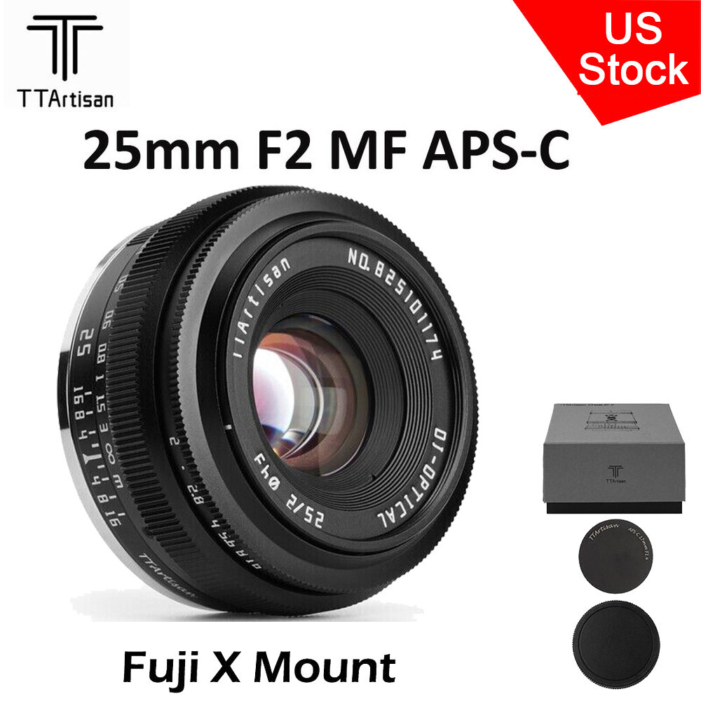 US TTArtisan 25mm F2 MF Wide Angle APS-C Portrait Lens For Fuji X-Mount Camera