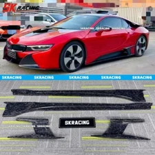 For BMW i8 2014-2020 Forged Carbon Fiber Side Skirts Extension Cover Trim Kits