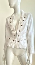 Central Park West Womens White Blazer 100 Linen w/lining Sz.S VINTAGE