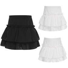 Kid Girl Mini Skirts Sweet Lining Corrugated Edge Elastic Waistband Daily Wear
