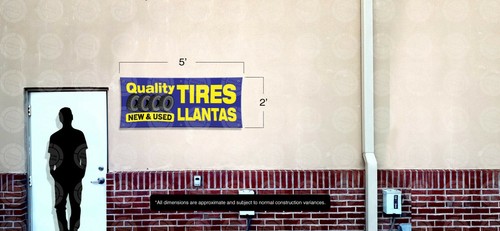 Calidad Nuevos y Usados Llantas Estandarte Tienda de Ruedas Exhibición Póster Español - Imagen 9 de 10