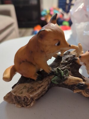 Vintage Baby Fox Kits Masterpiece by Homco Figurine Porcelain