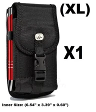 (EXTRA LARGE) CELL PHONE VERTICAL RUGGED POUCH WITH METAL CLIP BELT LOOP HOLSTER