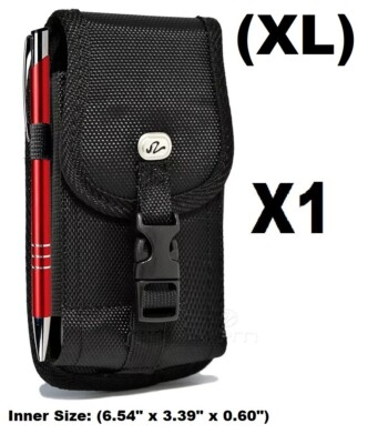 #ad EXTRA LARGE CELL PHONE VERTICAL RUGGED POUCH WITH METAL CLIP BELT LOOP HOLSTER $13.99