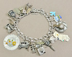14 Charms on Bracelet - All Sterling Silver - Disneyland Wdp, Las Vegas, & Other