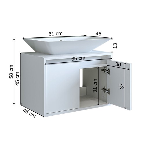Roomart Badmöbel Waschbecken mit Unterschrank 65 cm in 4 Farben Badschrank - Bild 38 von 54