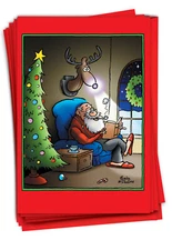 12 Funny Christmas Cards Envelopes (1 Design)  - Reindeer Light - NobleWorks