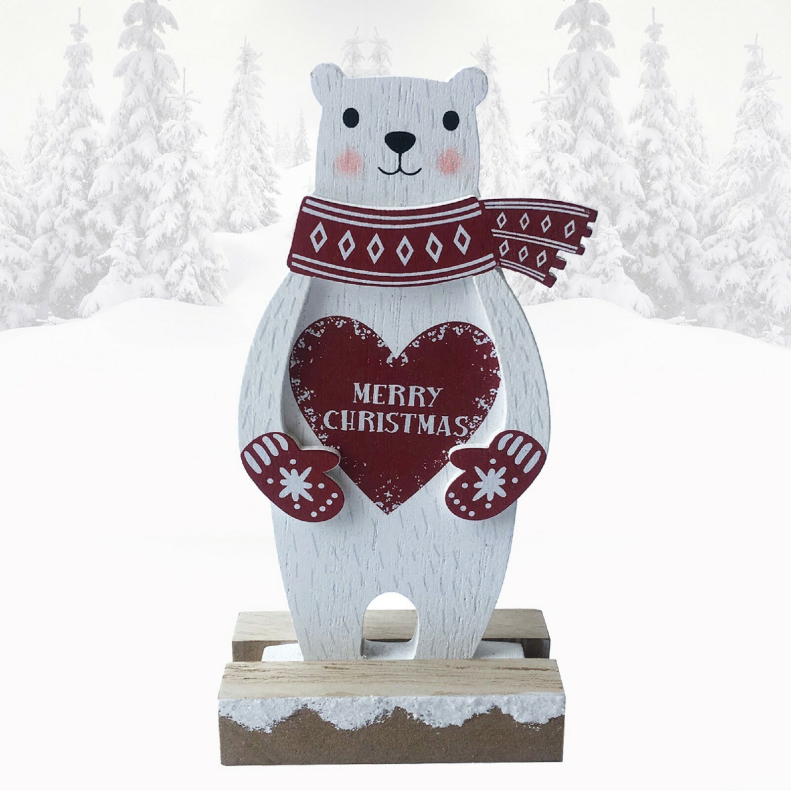 Christmas Decorations Polar Bear Ornament Figure Merry Christmas Freestanding