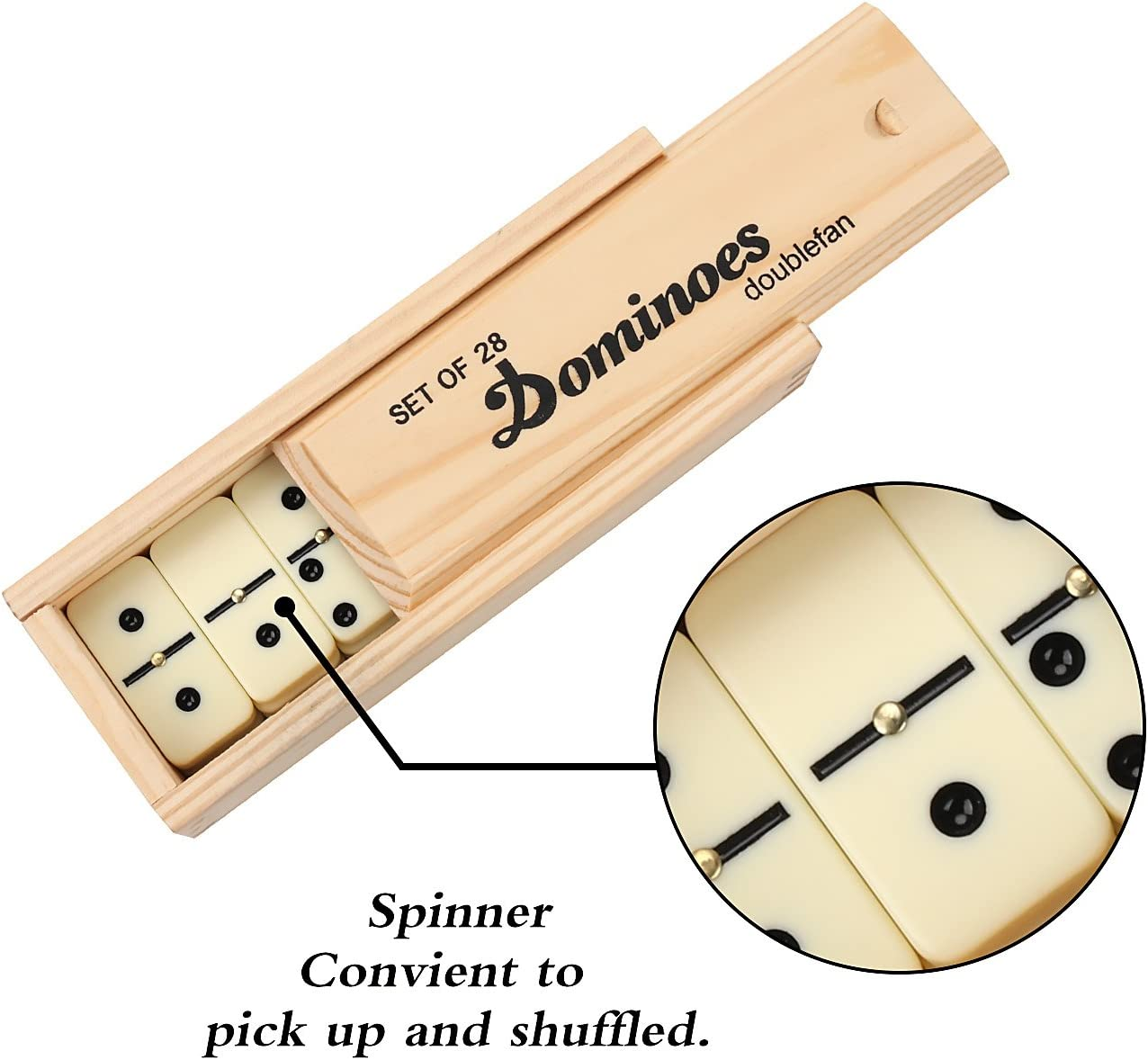 Juego de Domino para Adultos Doble 6 con Spinner 28 Fichas en Caja de