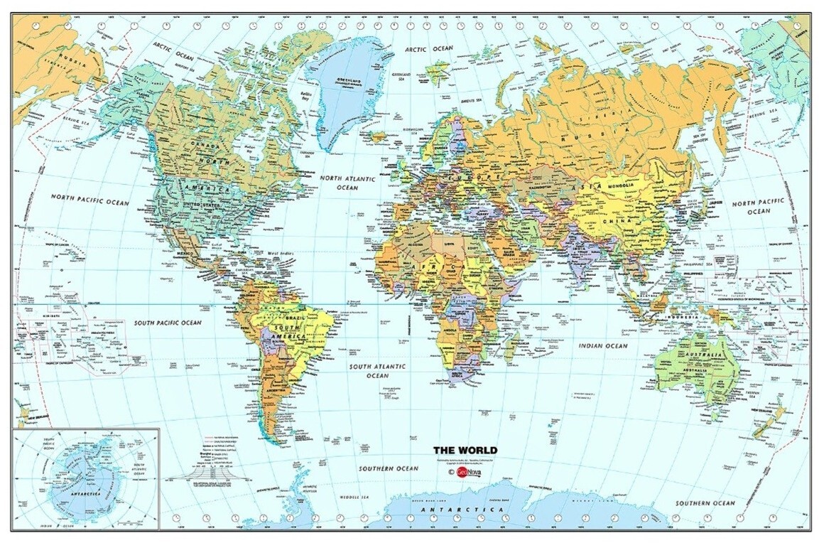 BREWSTER WPE99074, World Dry-Erase Map, 24