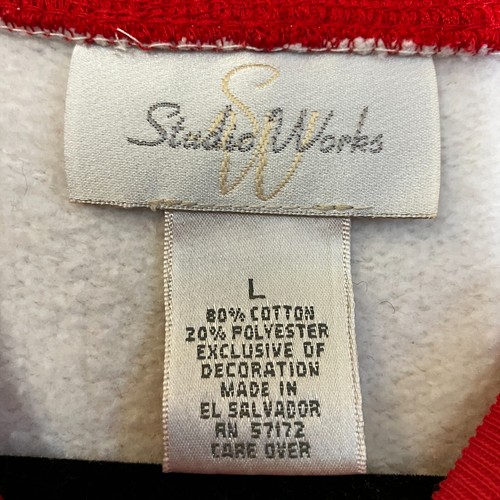 Studio Works Womens Christmas Poinsettia Sweatshirt Size Large White XM VINTAGE - Picture 5 of 9