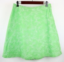TALBOTS Women's 10p - Green white floral embroidered A-line skirt knee length