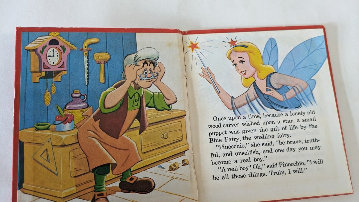 PINOCCHIO ピノキオ　ヴィンテージブック VG Walt Disney's Pinocchio 1990, Golden Book Paperback