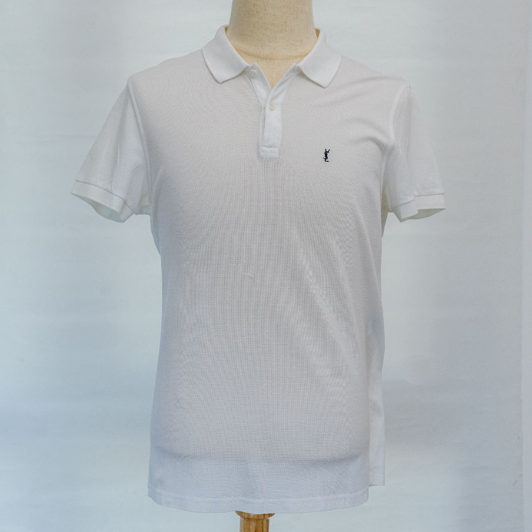 Polo Saint Laurent bianca con monogramma