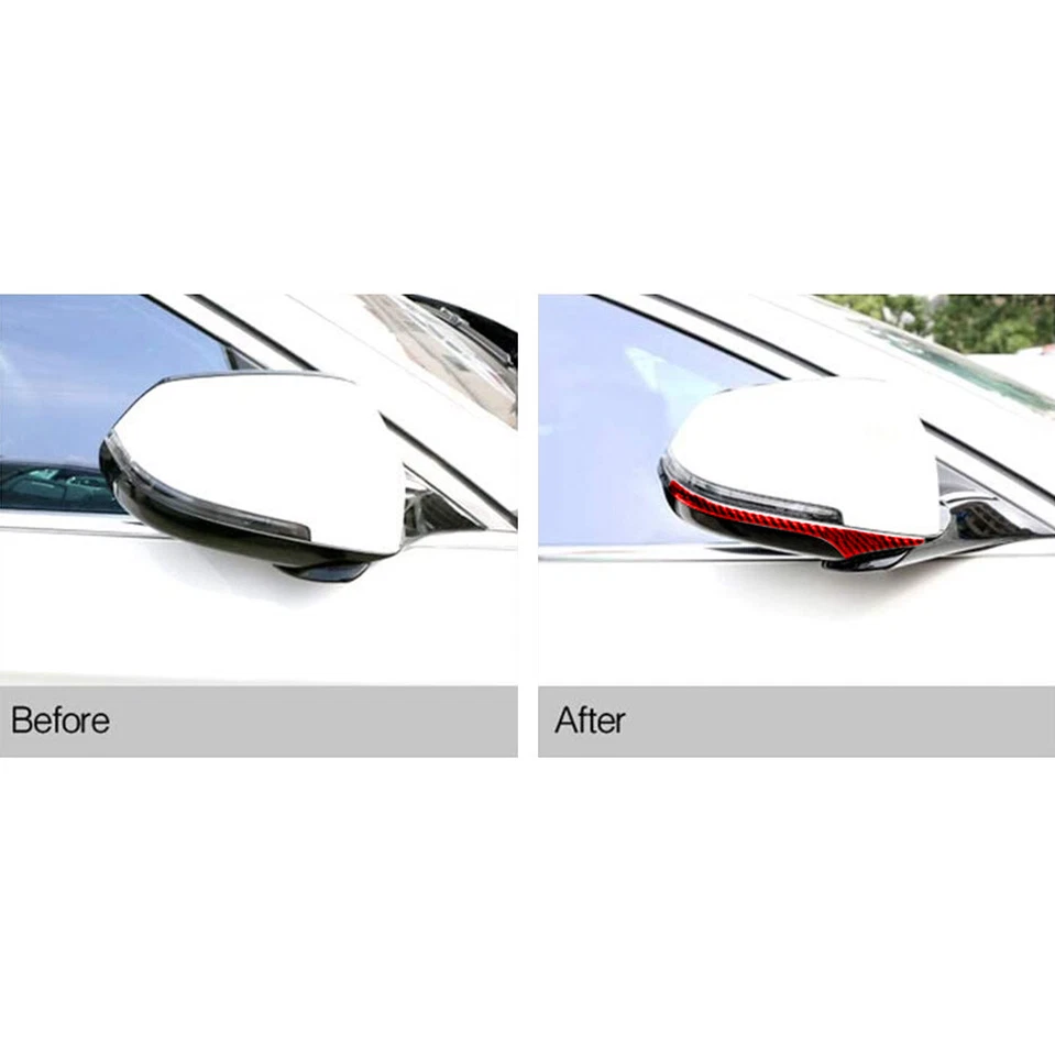 Pegatina de espejo retrovisor lateral de fibra de carbono roja 2 piezas para BMW 525i 528i Foto 4 de 4