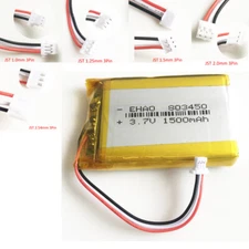 3.7v 803450 1500mAh Lipo Li Polymer Battery JST 3pin 1.0 1.25 1.5 2.0 2.54 Plug
