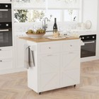 35'Drop-Leaf Kitchen Rolling Mobile Island Cart Storage Cabinet with Spice Rack